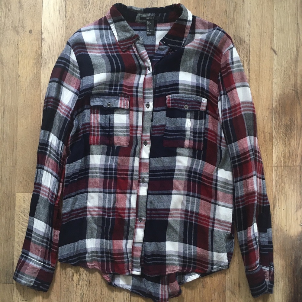 Forever 21 Plaid Flannel Button Up Shirt
